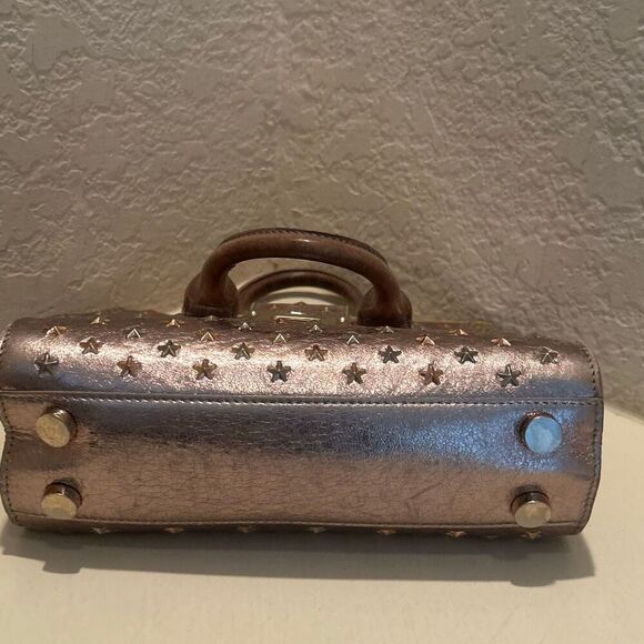 Jimmy Choo Two Way Crossbody Mini Bag Purse Metallic Gold Star Studded Punk Alt - Picture 12 of 15
